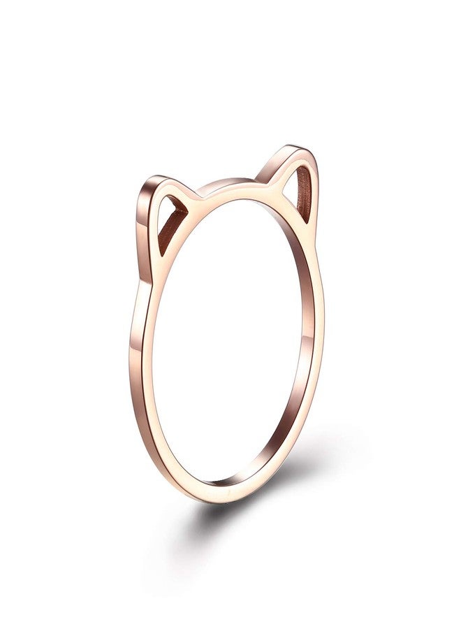 ELBLUVF Stainless Steel Rose Gold Plated Hollow Ears Cat Bear Shape Ring For Womens Size 4-8 (7) - Image 1