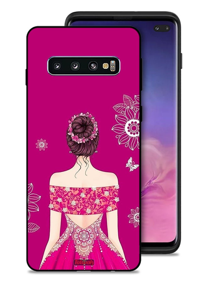 Tolwak Samsung Galaxy S10 Plus Protective Case Cover Girl And Flowers Art - Image 1