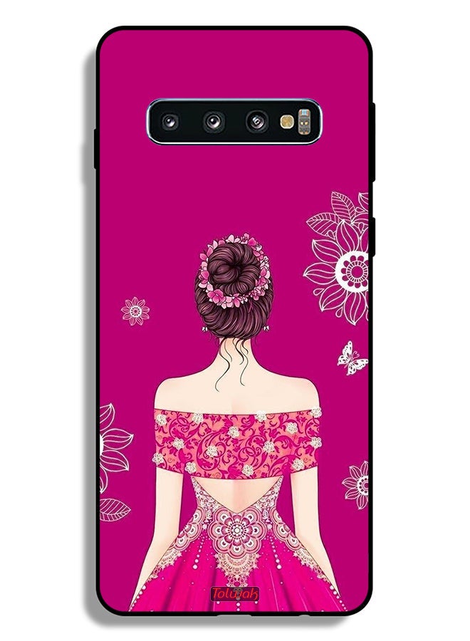 Tolwak Samsung Galaxy S10 Plus Protective Case Cover Girl And Flowers Art - Image 2