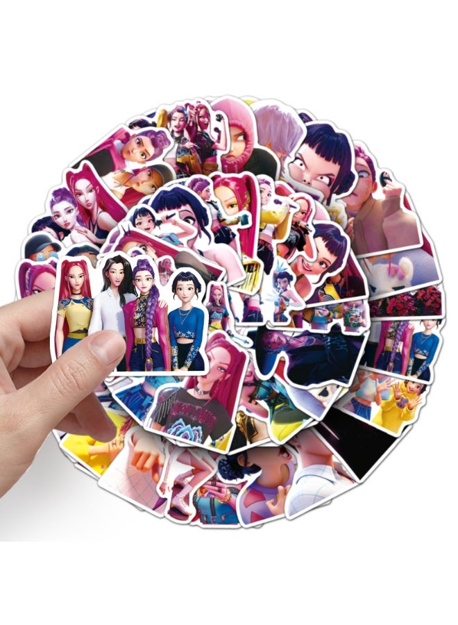 50Pcs Kpop Hunters Vinyl Huntrix Band Sticker Set, Kids Sticker, Waterproof Vinyl Decals, Laptop Sticker, Anime Character Collection Sticker for Laptop, Water Bottle Gifts Birthday Decorations (50PCS) - Image 5