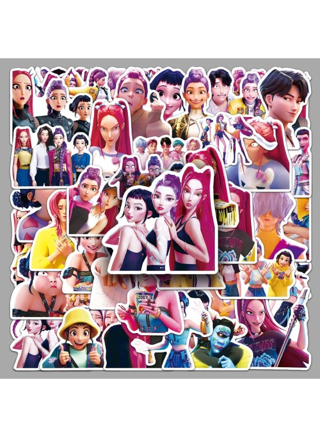 50Pcs Kpop Hunters Vinyl Huntrix Band Sticker Set, Kids Sticker, Waterproof Vinyl Decals, Laptop Sticker, Anime Character Collection Sticker for Laptop, Water Bottle Gifts Birthday Decorations (50PCS) - Image 1