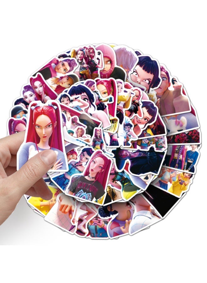 50Pcs Kpop Hunters Vinyl Huntrix Band Sticker Set, Kids Sticker, Waterproof Vinyl Decals, Laptop Sticker, Anime Character Collection Sticker for Laptop, Water Bottle Gifts Birthday Decorations (50PCS) - Image 2