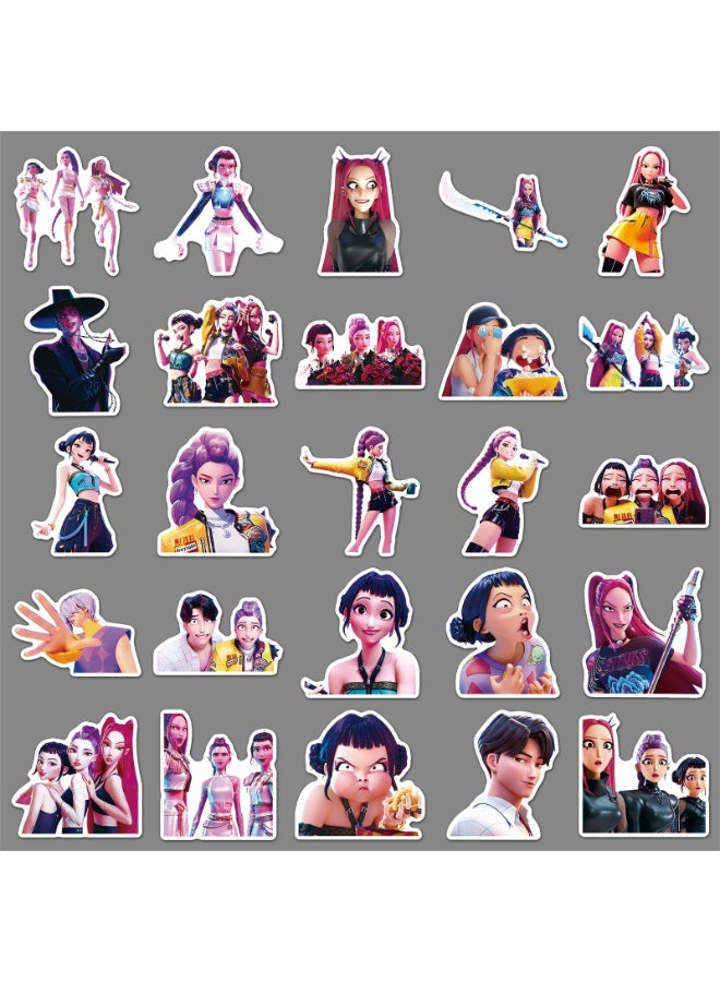 50Pcs Kpop Hunters Vinyl Huntrix Band Sticker Set, Kids Sticker, Waterproof Vinyl Decals, Laptop Sticker, Anime Character Collection Sticker for Laptop, Water Bottle Gifts Birthday Decorations (50PCS) - Image 4