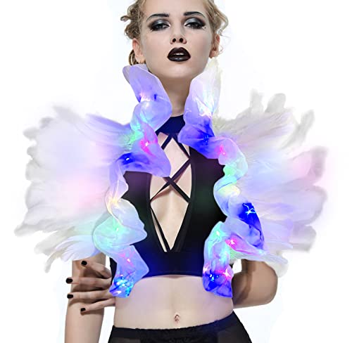 UQJE Victorian Natural Feather Shawl Shrug Shoulder Wrap Gothic Collar Costume Accessories-White2 - Image 1