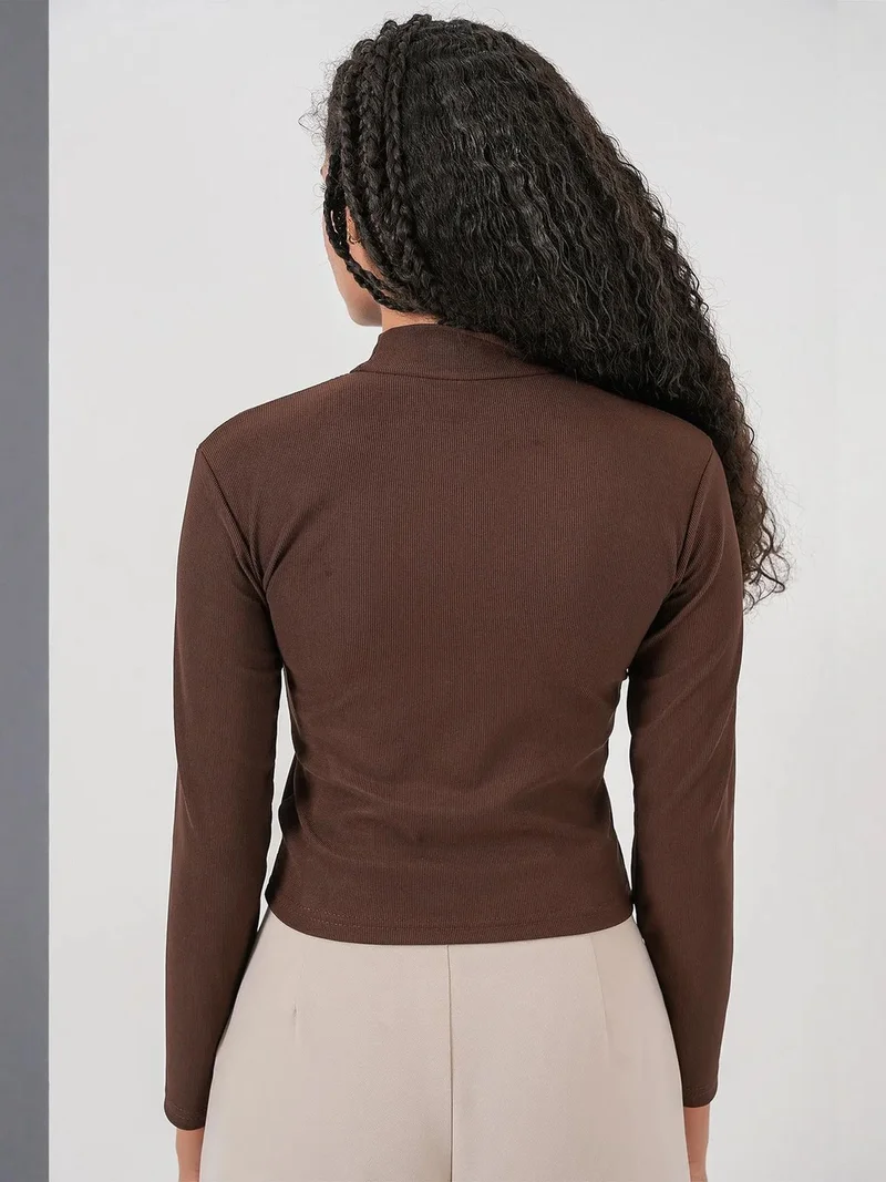 BIG DART BDART Striped Half Turtleneck Long Sleeve Top with Stone Detail