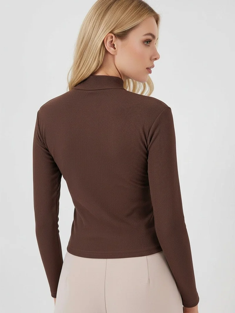 BIG DART BDART Striped Half Turtleneck Long Sleeve Top with Stone Detail