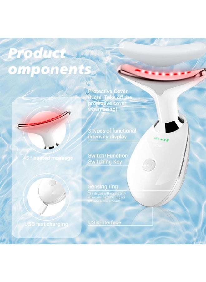 Y&D Neck&Face Massager with 7 Colors-Multi-Functional Skincare Tool,Home Beauty Device for Wrinkles&Relaxation,Facial Massager(White) - Image 3