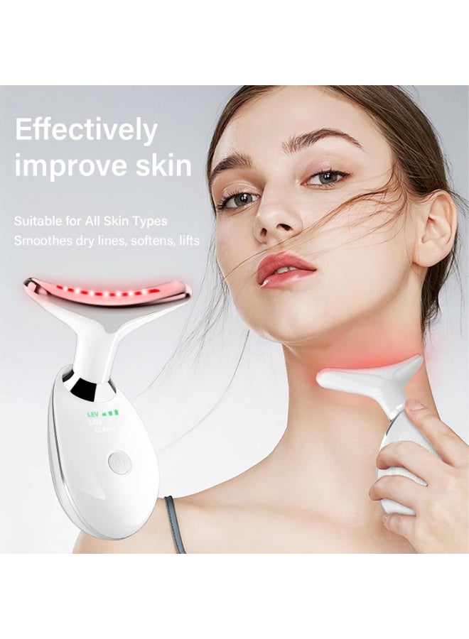 Y&D Neck&Face Massager with 7 Colors-Multi-Functional Skincare Tool,Home Beauty Device for Wrinkles&Relaxation,Facial Massager(White) - Image 2