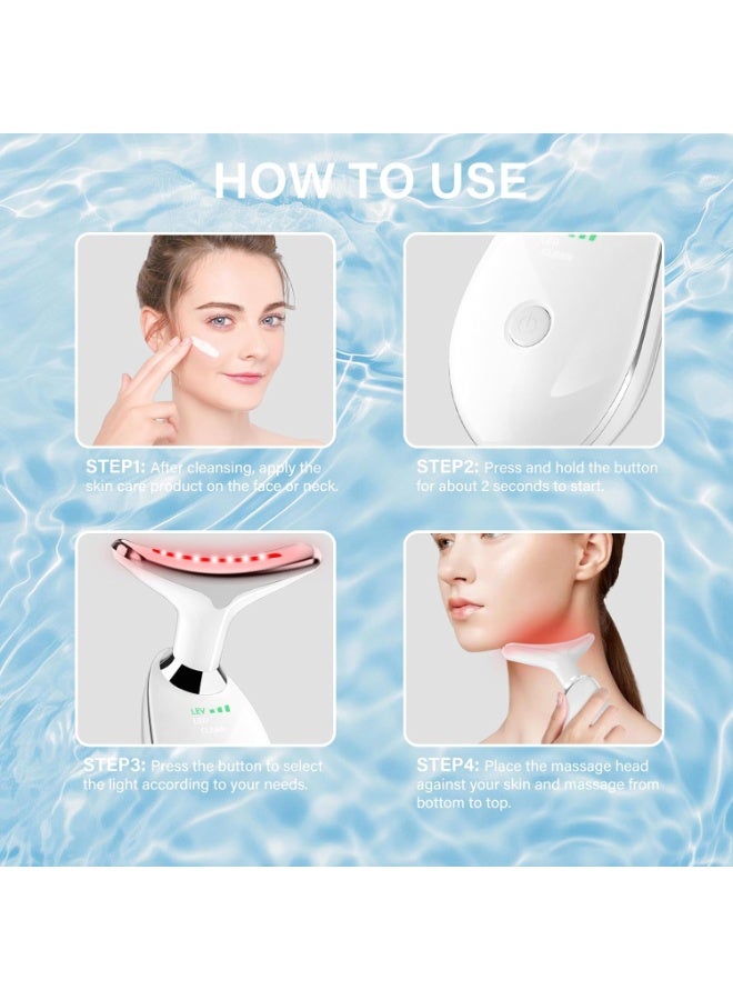 Y&D Neck&Face Massager with 7 Colors-Multi-Functional Skincare Tool,Home Beauty Device for Wrinkles&Relaxation,Facial Massager(White) - Image 4