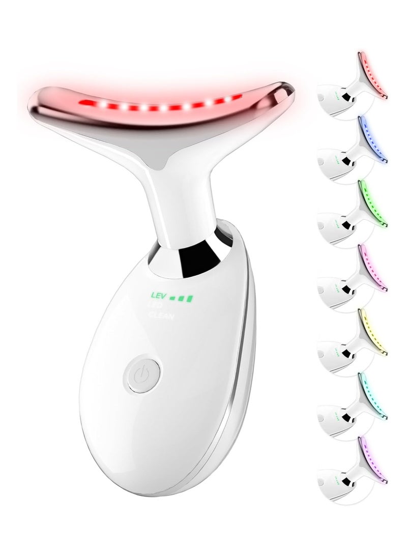 Y&D Neck&Face Massager with 7 Colors-Multi-Functional Skincare Tool,Home Beauty Device for Wrinkles&Relaxation,Facial Massager(White) - Image 1