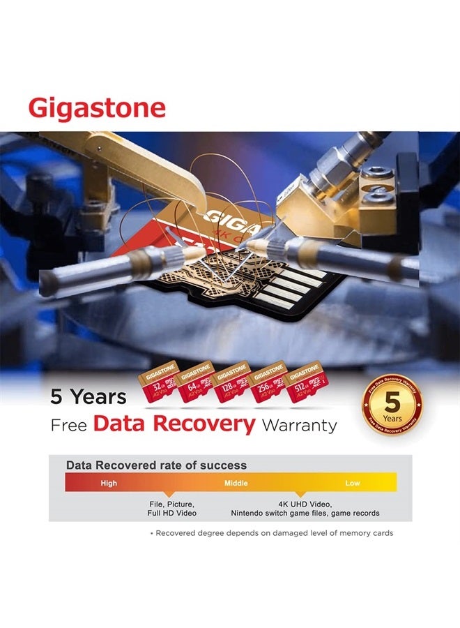 Gigastone 64GB 2-Pack Micro SD Card, 4K Camera Pro for GoPro, Security Camera, Wyze, DJI, R/W up to 95/35MB/s MicroSDXC Memory Card UHS-I U3 A2 V30