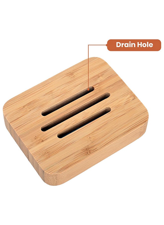 Home Pro Homepro Bamboo Soap Dish Made of 100% Sustainable Bamboo Odour Free Durable & Stylish Addition to Bathroom or Kitchen Soap Holder Wooden  - Image 4
