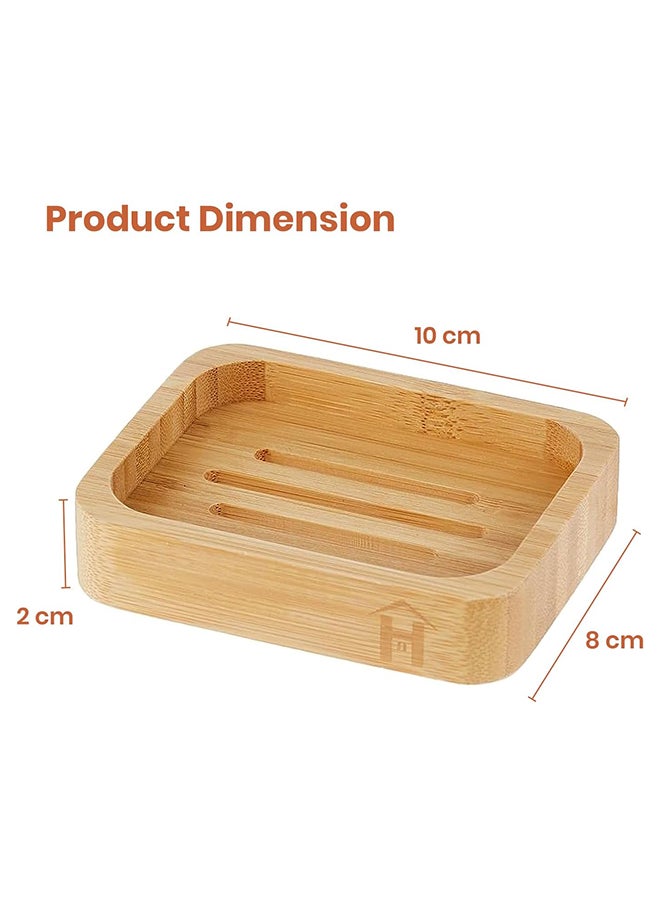 Home Pro Homepro Bamboo Soap Dish Made of 100% Sustainable Bamboo Odour Free Durable & Stylish Addition to Bathroom or Kitchen Soap Holder Wooden  - Image 3