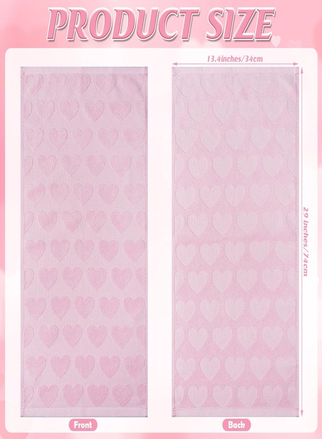 Hallswl 3pcs Valentine's Day Hand Towels Pink Hearts Jacquard Towel for Bath 100% Cotton Soft Bathroom Kitchen Decorative Set for Valentine's Day Holiday Decor Gift,14 x 29 Inch - Image 2