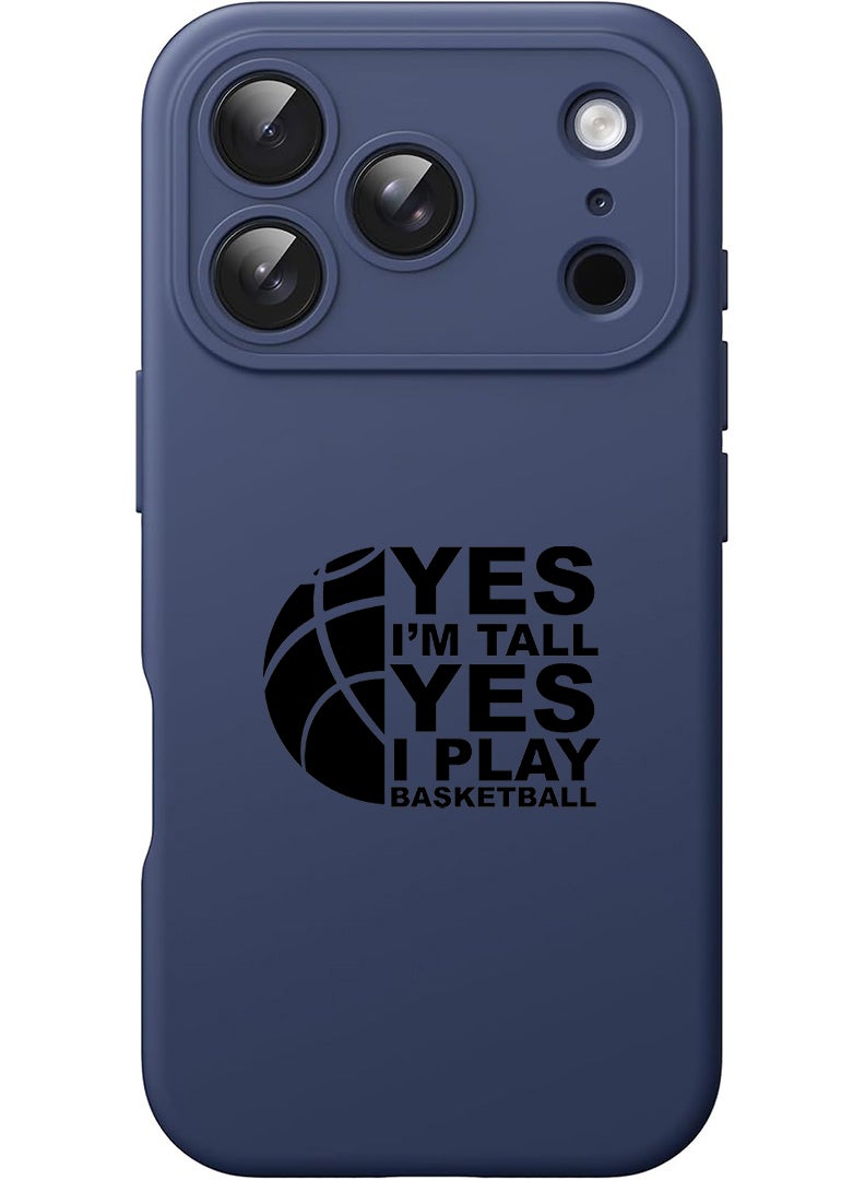 Theodor Protective Slim Fit Case Liquid Silicone Cover with Full Body Protection Anti-Scratch Shockproof Case For Apple iPhone 17 Pro (Blue) Basketball black - Image 1