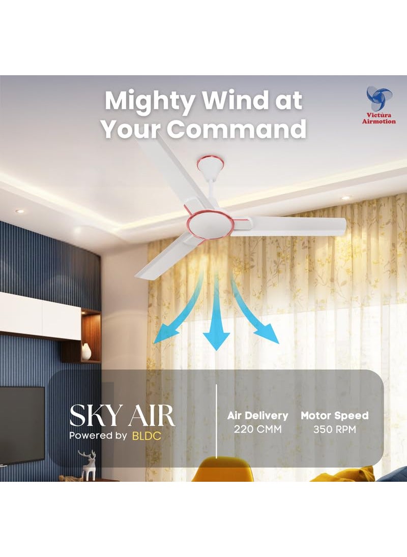 Victura Airmotion Victura Airmotion 1200mm Sky Air Altas white BLDC Star Rated Ceiling Fan For Home High Speed Air Flow 2 Years Warranty  - Image 3