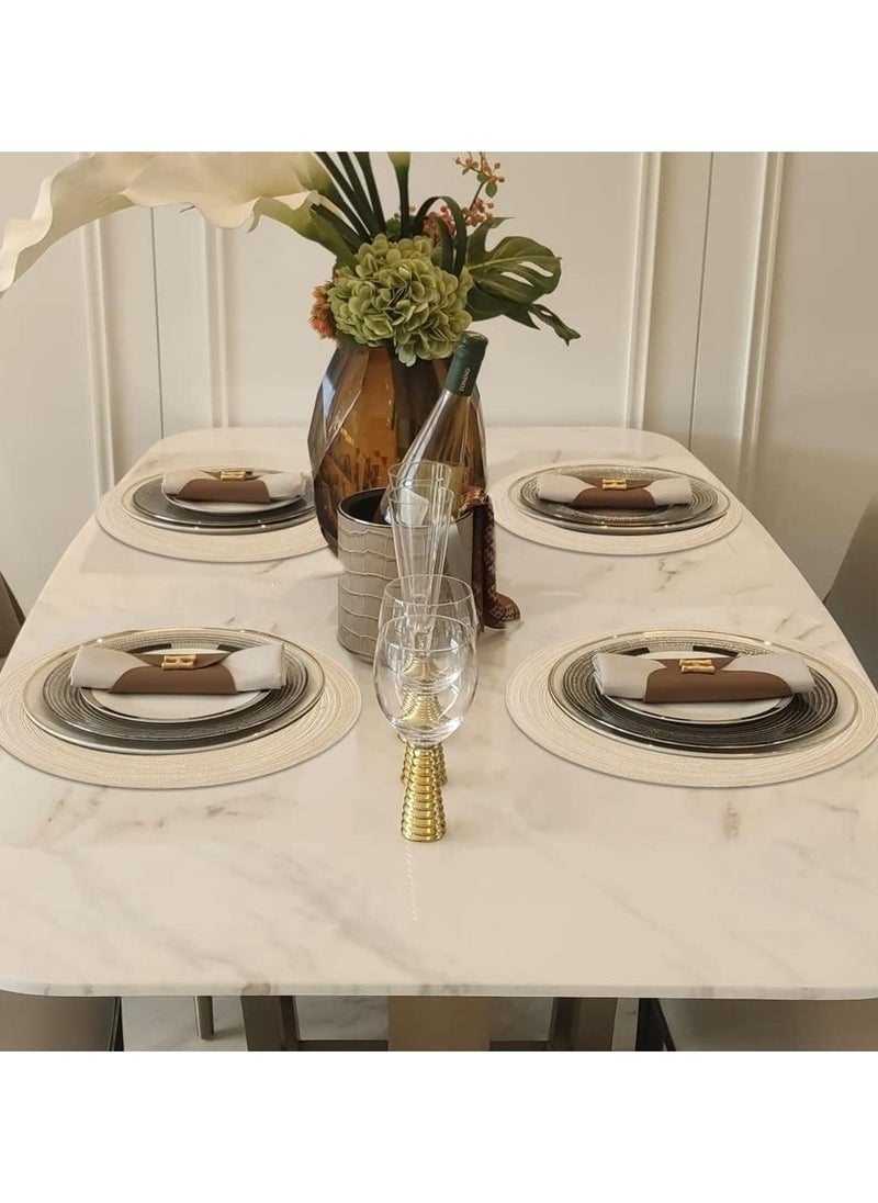 Vparty - Round Placemats Set of 4, Braided Circle Place Mats, Washable 12-Inch Table Mats for Kitchen and Dining Table, Durable and Stylish Braided Mats, Easy to Clean, Perfect for Everyday Use and Special Occasions. - Image 1