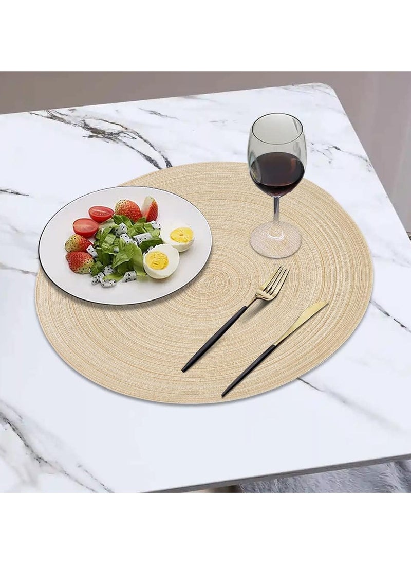 Vparty - Round Placemats Set of 4, Braided Circle Place Mats, Washable 12-Inch Table Mats for Kitchen and Dining Table, Durable and Stylish Braided Mats, Easy to Clean, Perfect for Everyday Use and Special Occasions. - Image 1