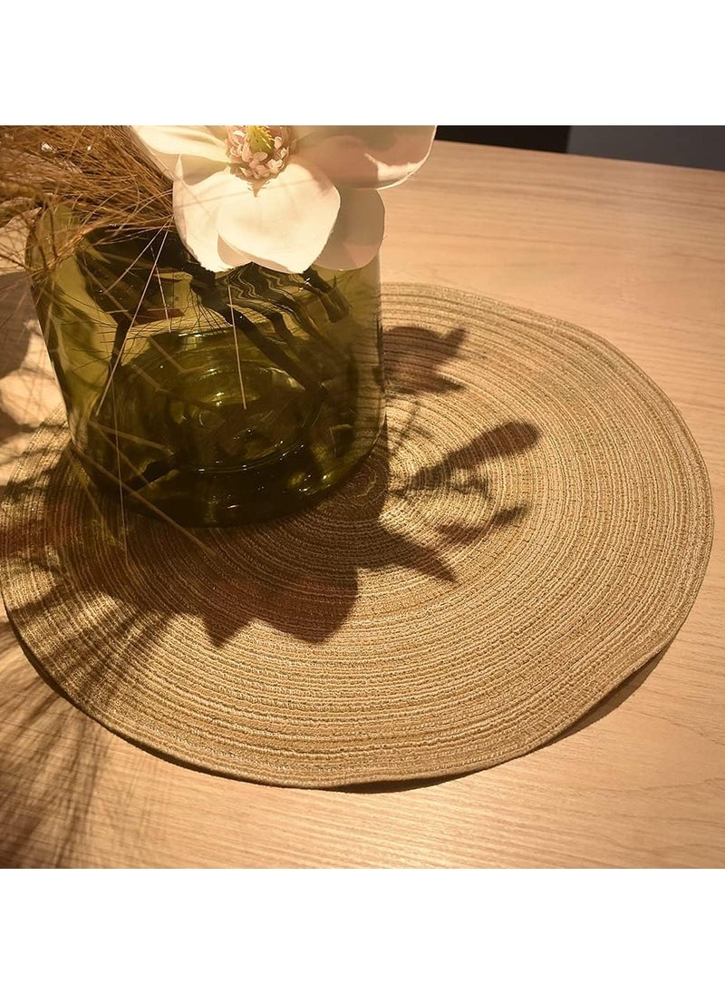 Vparty - Round Placemats Set of 4, Braided Circle Place Mats, Washable 12-Inch Table Mats for Kitchen and Dining Table, Durable and Stylish Braided Mats, Easy to Clean, Perfect for Everyday Use and Special Occasions. - Image 1