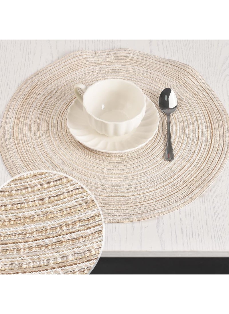 Vparty - Round Placemats Set of 4, Braided Circle Place Mats, Washable 12-Inch Table Mats for Kitchen and Dining Table, Durable and Stylish Braided Mats, Easy to Clean, Perfect for Everyday Use and Special Occasions. - Image 1