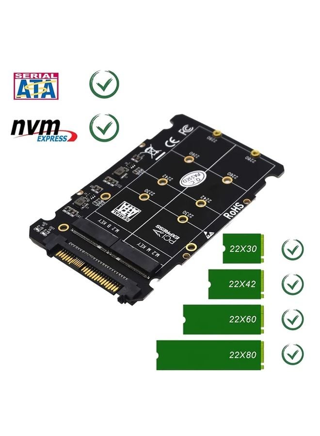 Black M Key B M To U 2 PCIe Adapter Card For NVMe SATA SSD Desktop Server - Image 3