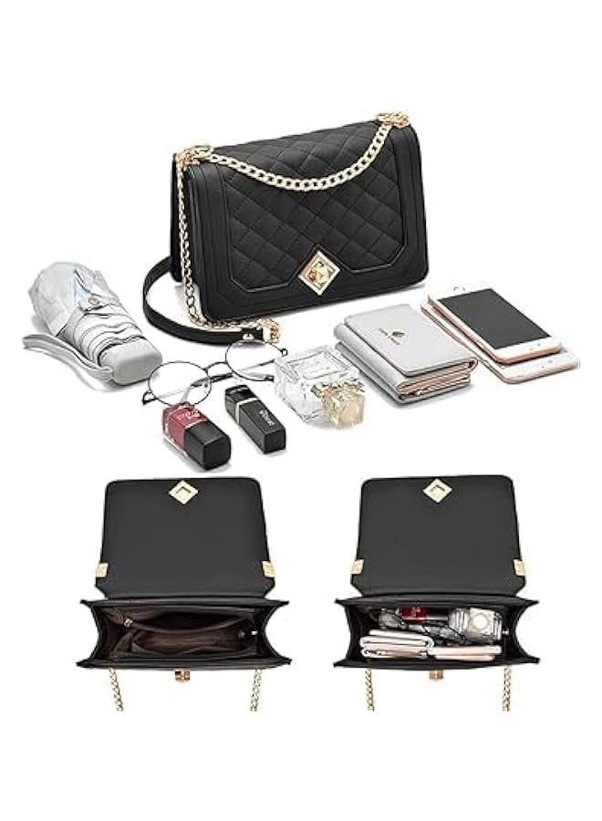 TRASSLE Women Crossbody Bag,Pu Leather Shoulder Bag,Fashion Shoulder Bag Purse with Gold Chain Strap,Small Handbag Clutch Bag Fashion Versatile Evening Bag,Suitable for Travel,Business,Shopping  - Image 3