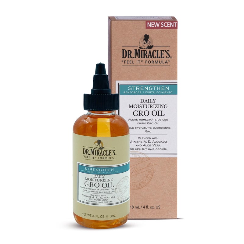 Dr. Miracle's Daily Moisturizing Gro Oil, Blended with Vitamins A, D, E, Avocado & Aloe Vera For Healthy Hair Growth, 4 Ounce - Image 1