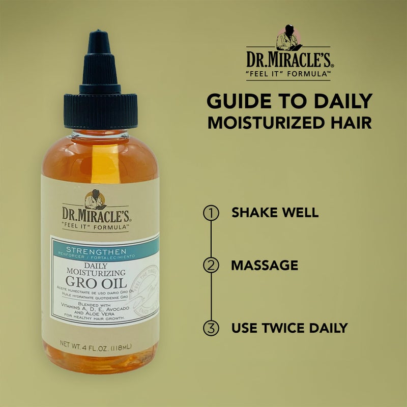 Dr. Miracle's Daily Moisturizing Gro Oil, Blended with Vitamins A, D, E, Avocado & Aloe Vera For Healthy Hair Growth, 4 Ounce - Image 4