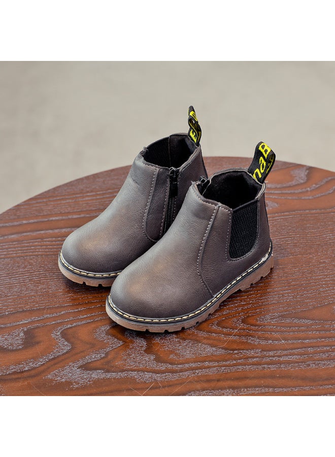 Autumn And Winter New Children's Martin Boots Girls British Single Boots Short Boots Cotton Warm Boots Boys' Boots Trendy