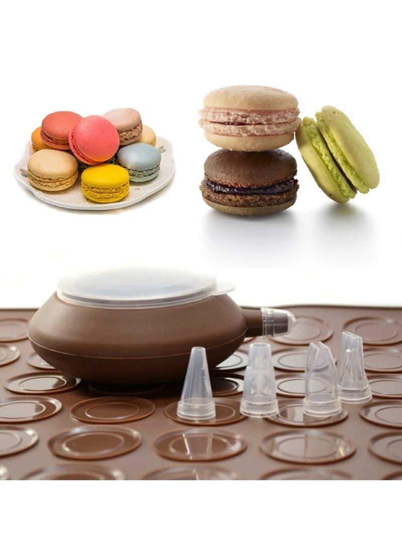 Macaron Silicone Mat Mold Piping Pot Set 48 Holes Round Biscuit Craft Baking Tool - Image 1