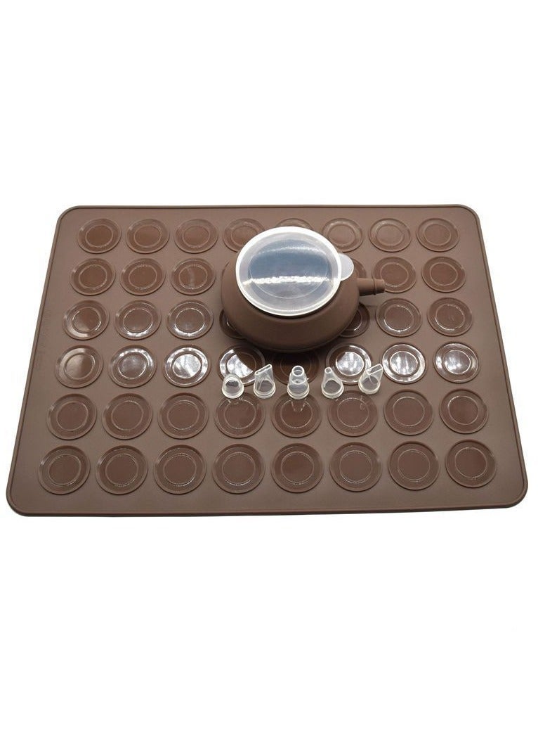 Macaron Silicone Mat Mold Piping Pot Set 48 Holes Round Biscuit Craft Baking Tool - Image 3