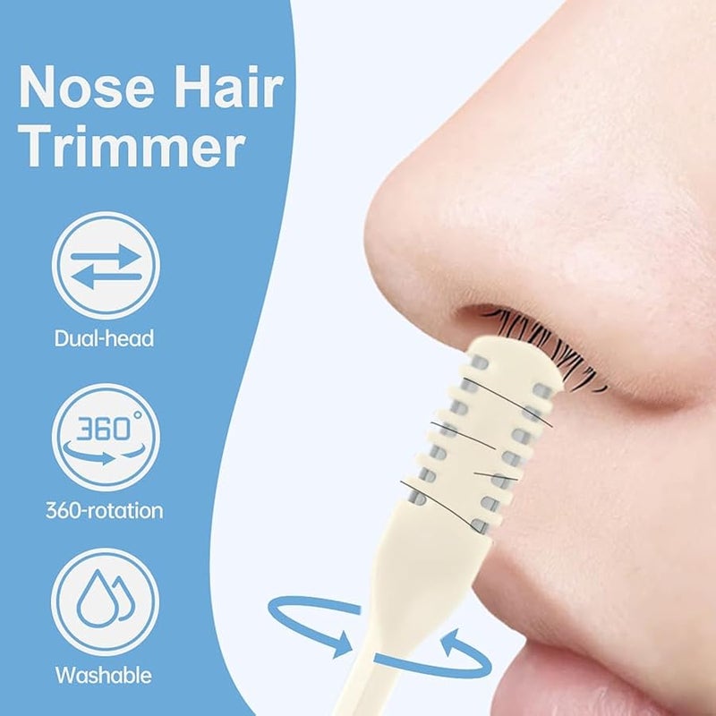 Fauppt 2 in 1 Nasal Hair Cutter Mini Travel Essentials,Upgraded Manual 360° Rotating Nostril Hair Removal Tool Double Sided Nose Hair Trimmer with Ear Picker for Women Men (Green, 6 Pack) - Image 3