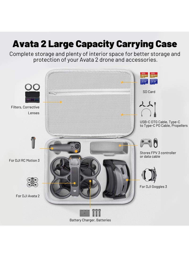 سيوسي حافظة صلبة مقاومة للماء لجهاز DJI Avata 2 Fly More Combo، حقيبة حمل محمولة للسفر لنظارات DJI 3/RC Motion 3/FPV وحدة التحكم عن بعد 3 ملحقات - Image 2