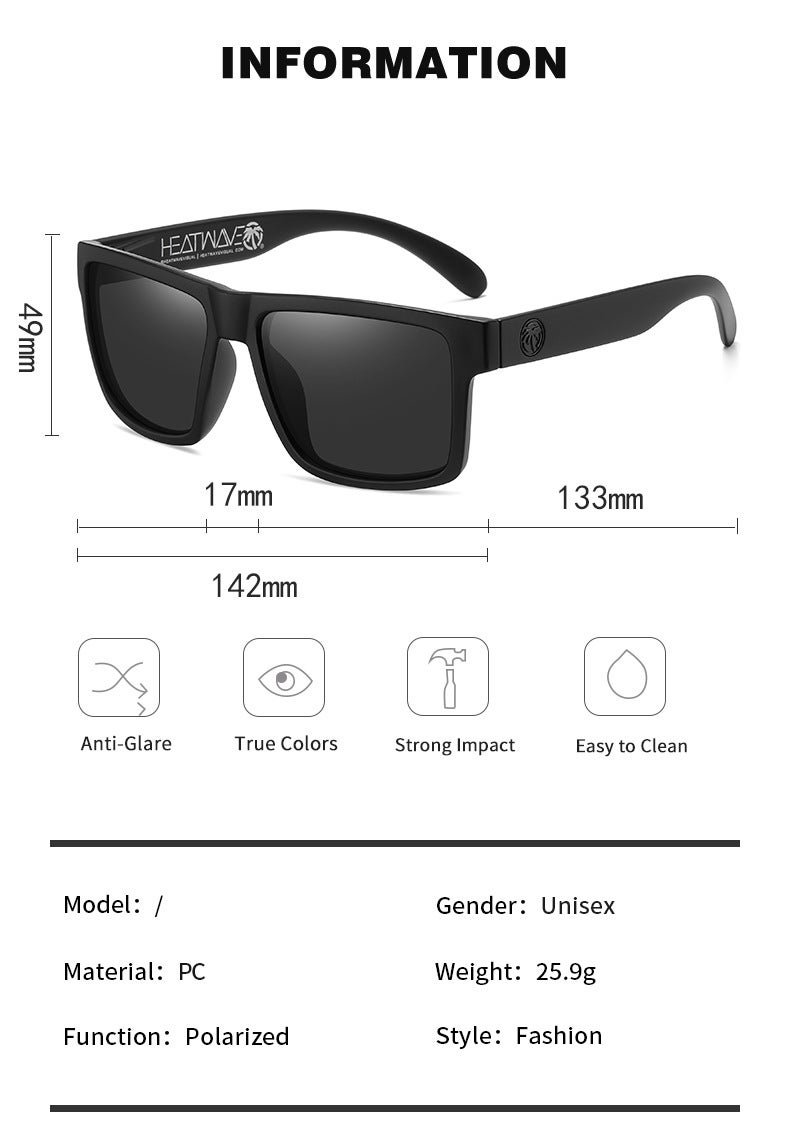 Hot Wave Heat wave Visual Sunglasses Classic Fashion Sunglasses Black - Image 3