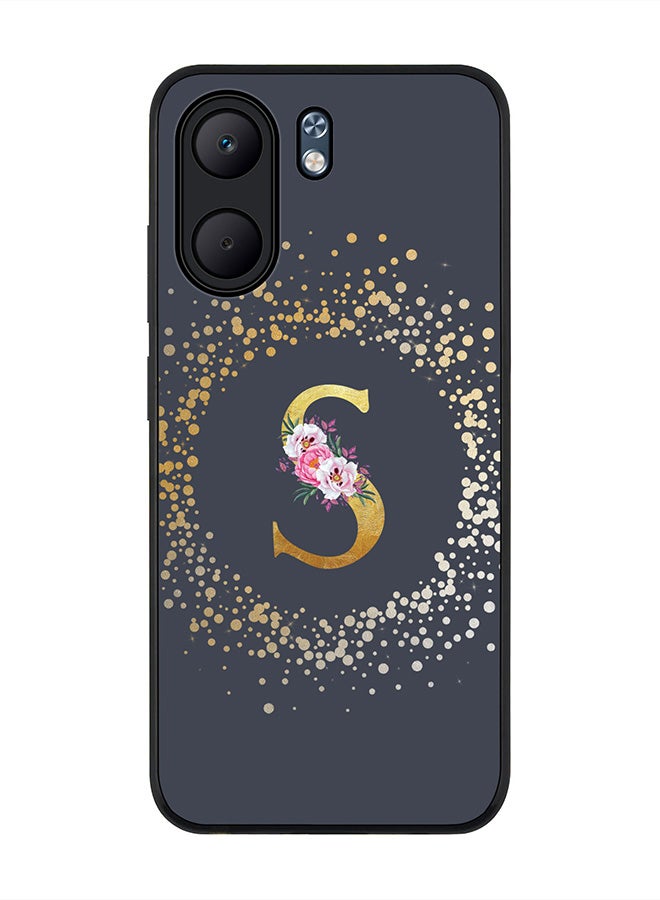 Stylizedd For Oppo A5x 5G / A5x 4G Case,Slim fit Camera Protection, Shockproof Thin Phone cover  - Custom Monogram Floral - S  (Grey )