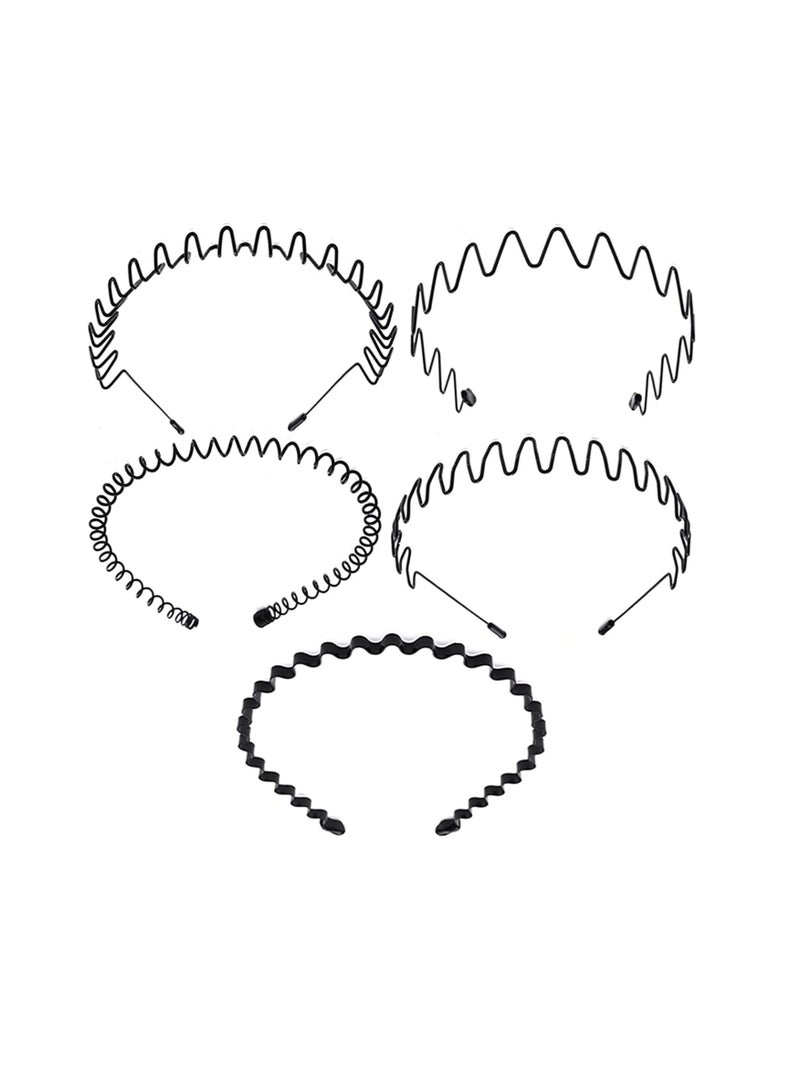 ORiTi ORiTi 5 Pcs Metal Hair Bands, Unisex Wavy Headband Metal Hair Hoop, Metal Spring Wavy Hairband  - Image 2
