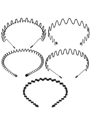 ORiTi 5 Pcs Metal Hair Bands, Unisex Wavy Headband Metal Hair Hoop, Metal Spring Wavy Hairband