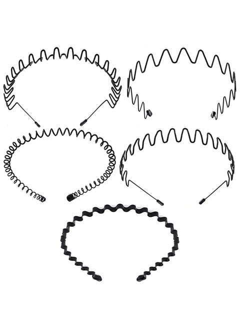 ORiTi 5 Pcs Metal Hair Bands, Unisex Wavy Headband Metal Hair Hoop, Metal Spring Wavy Hairband