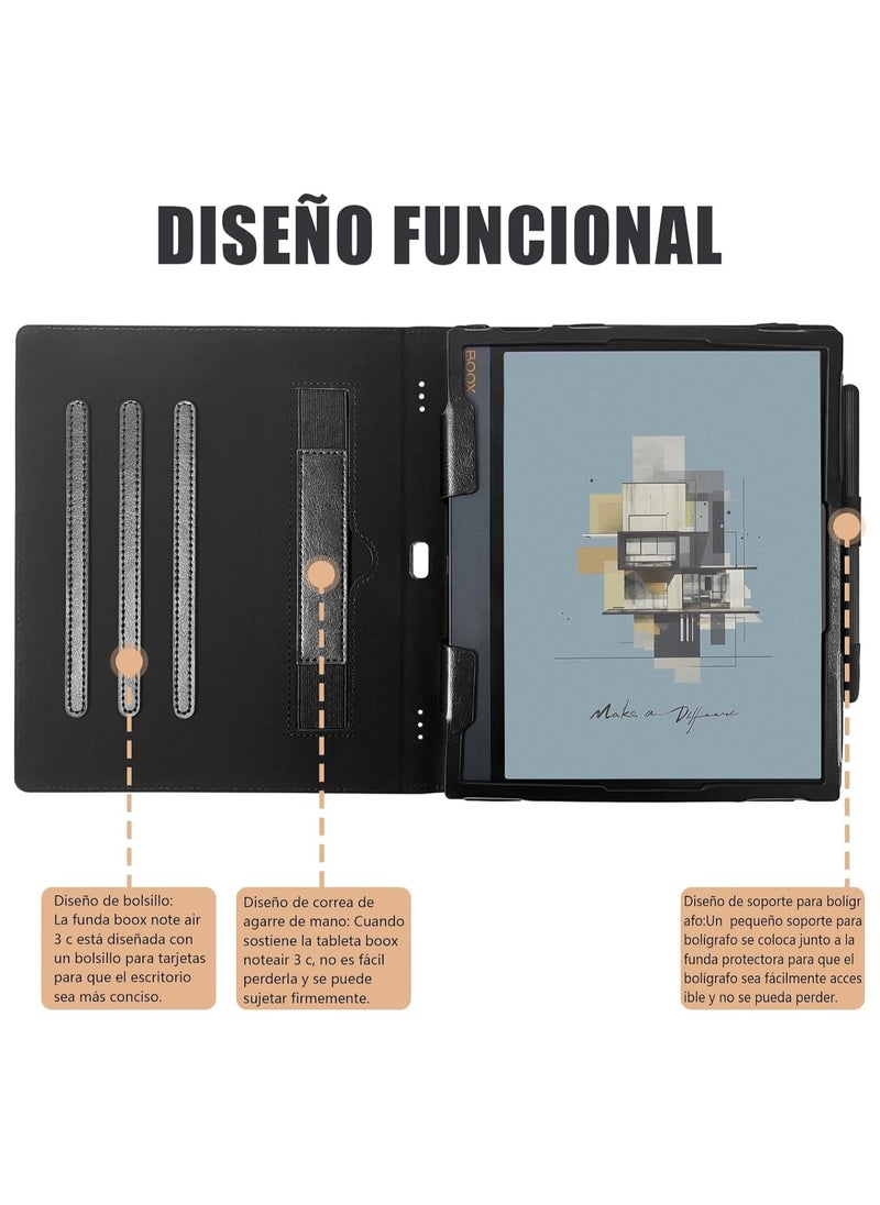 General - Case Compatible with Onyx Boox Note Air 3C 10.3 inch Paper Tablet - PU Leather Case with Wrist Strap/Pen Holder and Automatic Sleep Wake-up Function - Image 1