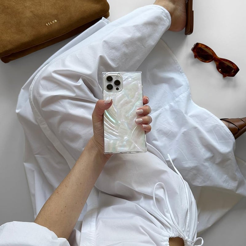 Flaunt Official Square Protective Case - Compatible with iPhone 16 Pro Max - Compatible with MagSafe & Wireless Charging - Drop-Tested & Shockproof - (Geo White Mother of Pearl) - Image 2