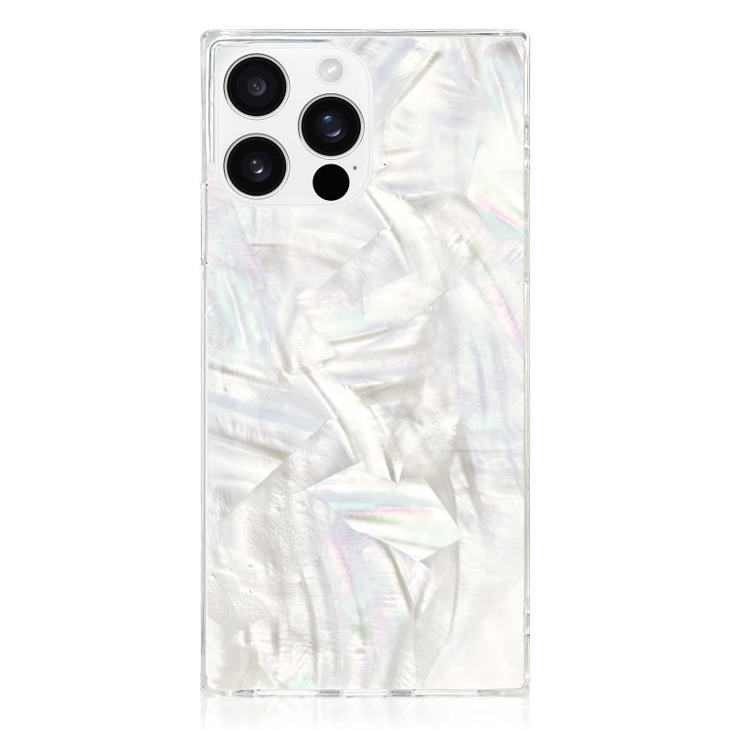 Flaunt Official Square Protective Case - Compatible with iPhone 16 Pro Max - Compatible with MagSafe & Wireless Charging - Drop-Tested & Shockproof - (Geo White Mother of Pearl) - Image 1