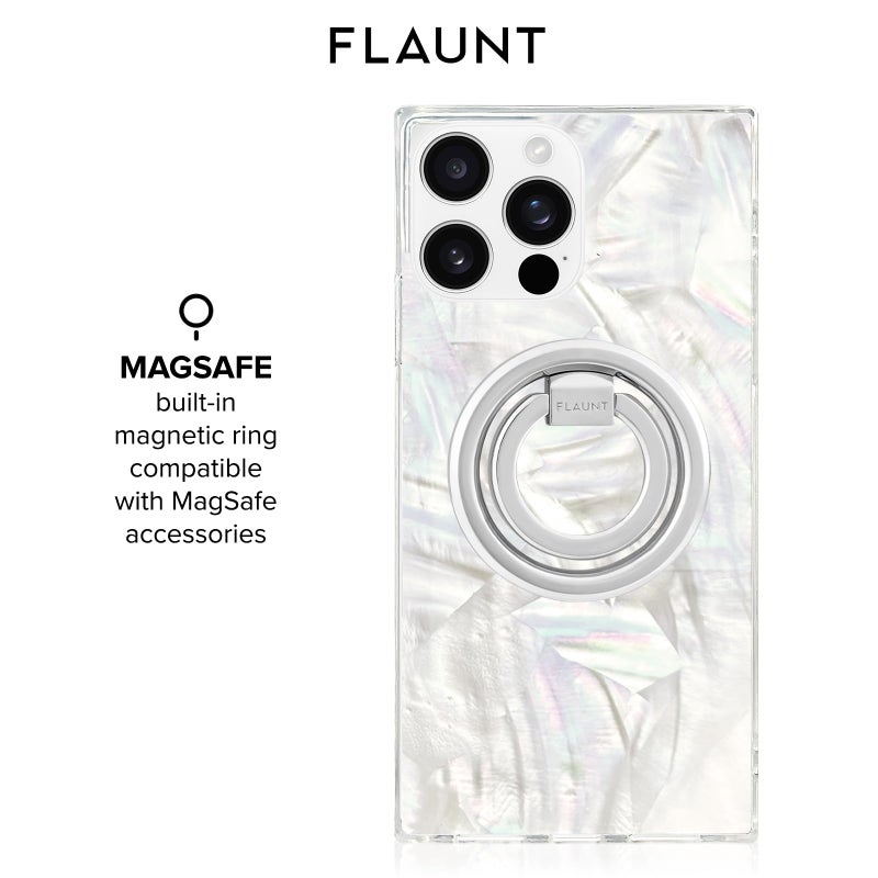 Flaunt Official Square Protective Case - Compatible with iPhone 16 Pro Max - Compatible with MagSafe & Wireless Charging - Drop-Tested & Shockproof - (Geo White Mother of Pearl) - Image 5