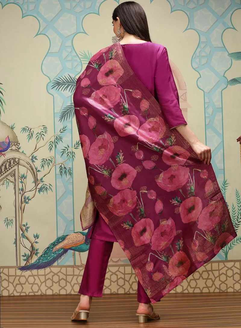 ISHIN  Women WINE Kurta Set with Duppatta for Women | Best Price UAE