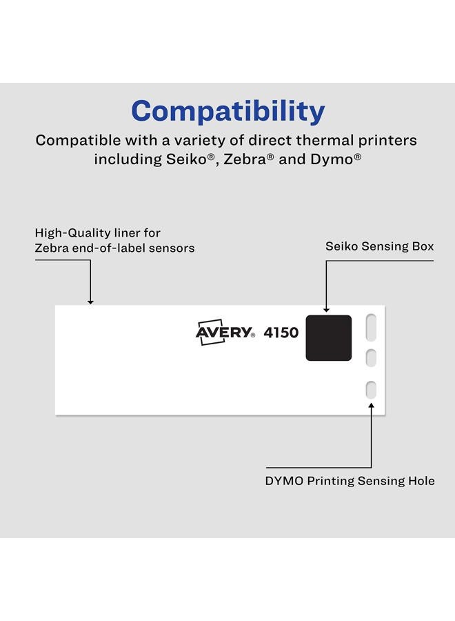 AVERY Avery Direct Thermal Address Labels, 1-1/8" x 3-1/2", White, Comparable to DYMO 30251, 130 Blank Labels per Roll, 2 Rolls of Labels, 260 Printable Labels Total (4150) - Image 2