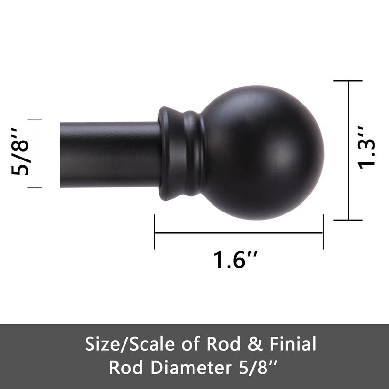 GXOACKJ Curtain Rods for windows 66-120 inch, 5/8 inch Decorative Matte Black Splicing Heavy Duty Metal Curtain Rod set with Brackets - Image 5