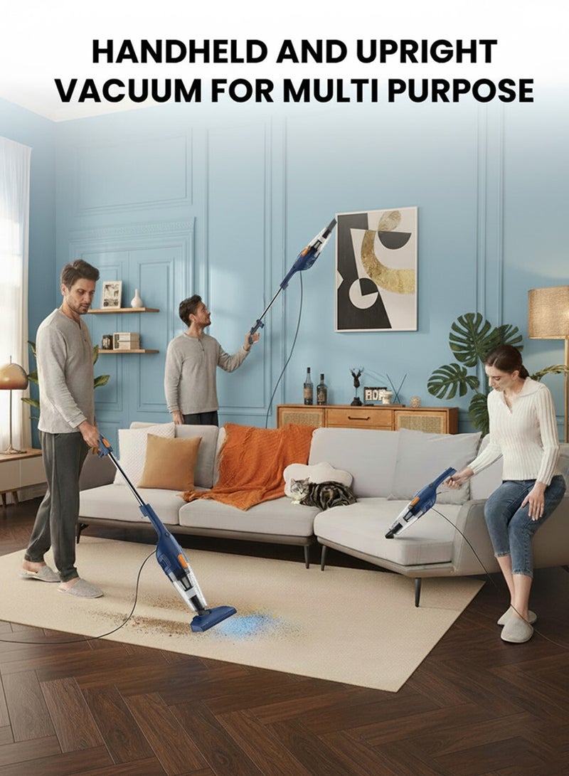 Deerma Vacuum Cleaner, Light Weight Handheld Vacuum Cleaner, 15kPa Strong Suction, Three Brush Heads, Triple Layer Filtration, 1.2L Large Dust Cup, Washable Filter and Easy to Assemble 1.2 L 600 W DX115C-Pro Blue - Image 2