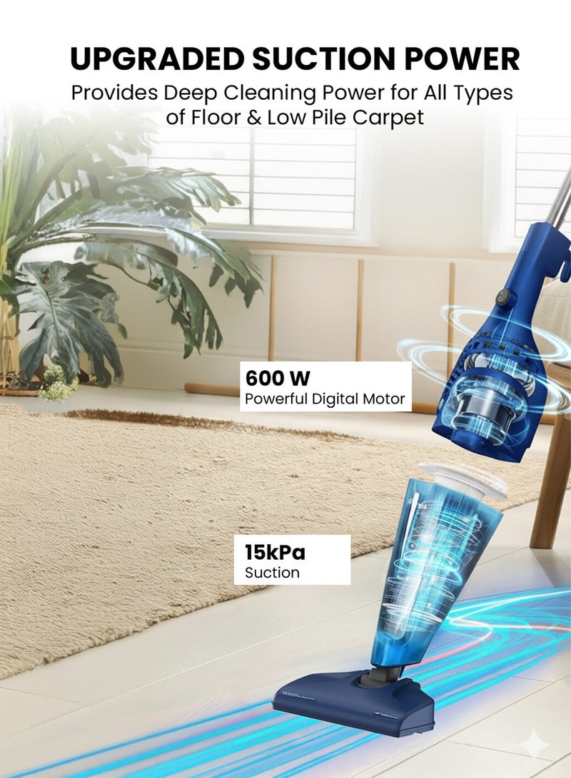 Deerma Vacuum Cleaner, Light Weight Handheld Vacuum Cleaner, 15kPa Strong Suction, Three Brush Heads, Triple Layer Filtration, 1.2L Large Dust Cup, Washable Filter and Easy to Assemble 1.2 L 600 W DX115C-Pro Blue - Image 3