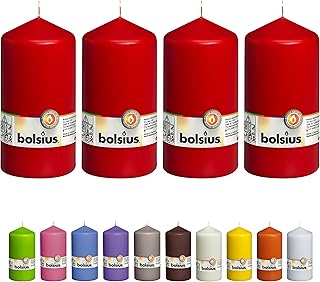 BOLSIUS 4 Red Pillar Candles - 3x6 Inches - Individually Wrapped - Premium European Quality - 65+ Burn Hours - Dripless - Image 1