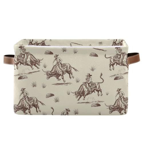 Aslsiy Storage Basket Bull Rodeo Cowboy Nursery Bins Baby Box Canvas Clothes Shelf Basket Laundry Hamper 1 Pcs - Image 1