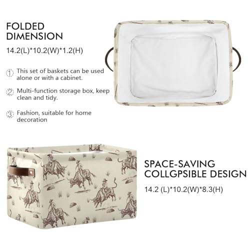 Aslsiy Storage Basket Bull Rodeo Cowboy Nursery Bins Baby Box Canvas Clothes Shelf Basket Laundry Hamper 1 Pcs - Image 3